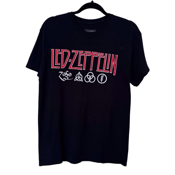 Led Zeppelin Size Medium Black Unisex Short Sleeve Band Graphic Tee T-Shirt - Picture 1 of 5